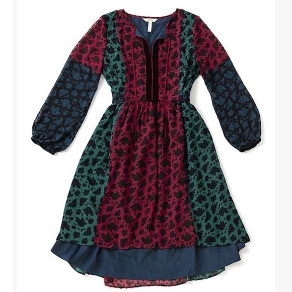 🆕 Matilda Jane Teal & Burgundy Color Block Floral A Little Party Hi-Low Dress - Picture 3 of 11